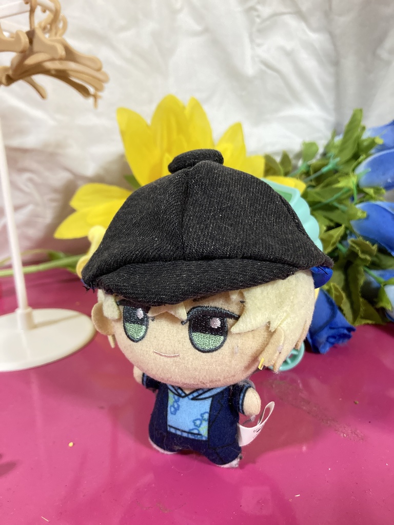 ぬい服ちびぐるみ野球帽キャップボタングレー