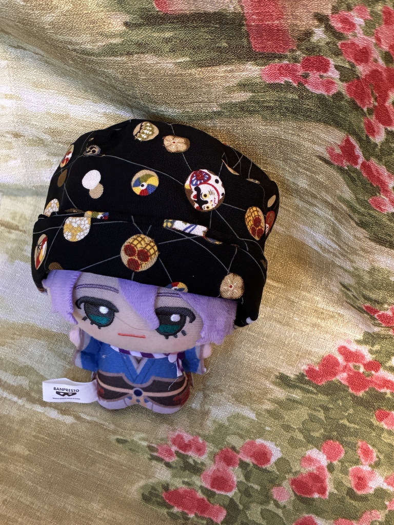 ちびぐるみ帽子鞠柄×黒オレンジ裏地フリューくじにも！