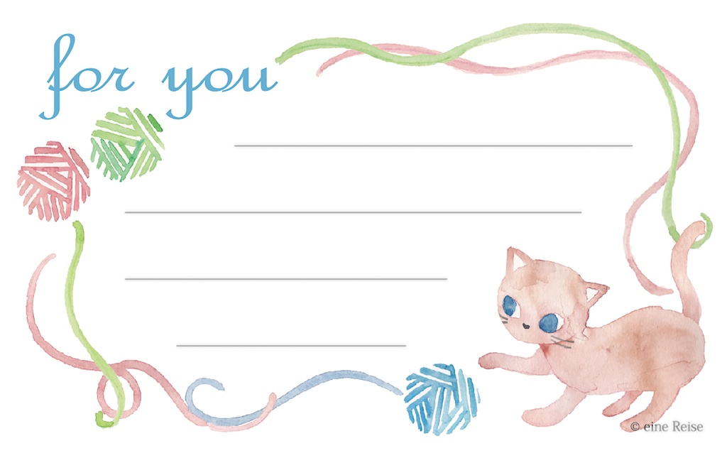 メッセージカード・ねこ(2枚入り)