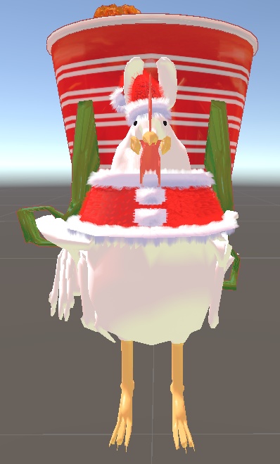 にわとり用のサンタ服