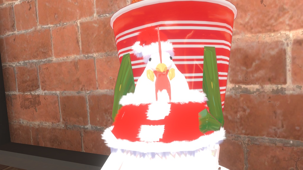 にわとり用のサンタ服