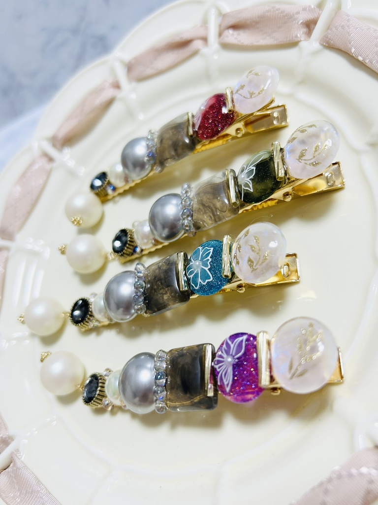 【ヘアクリップ】🔥、🎴、🌊、🦋イメージカラー ゴールド