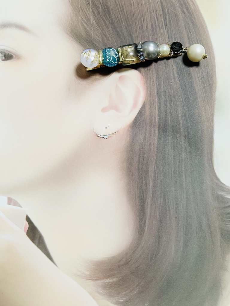 【ヘアクリップ】🔥、🎴、🌊、🦋イメージカラー ゴールド