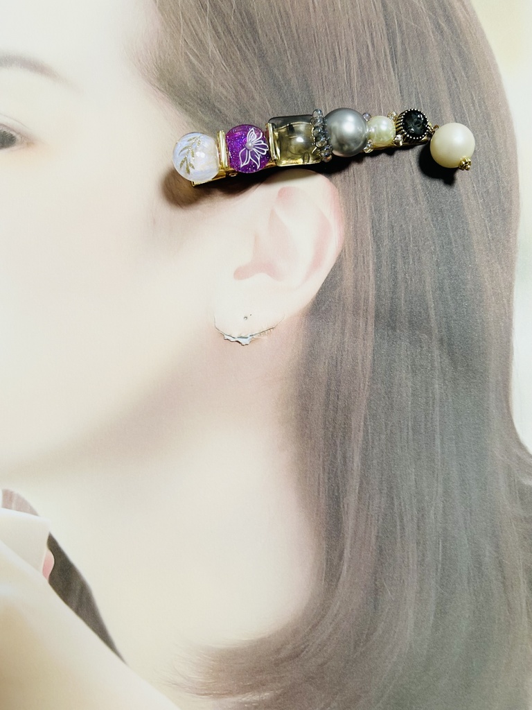 【ヘアクリップ】🔥、🎴、🌊、🦋イメージカラー ゴールド