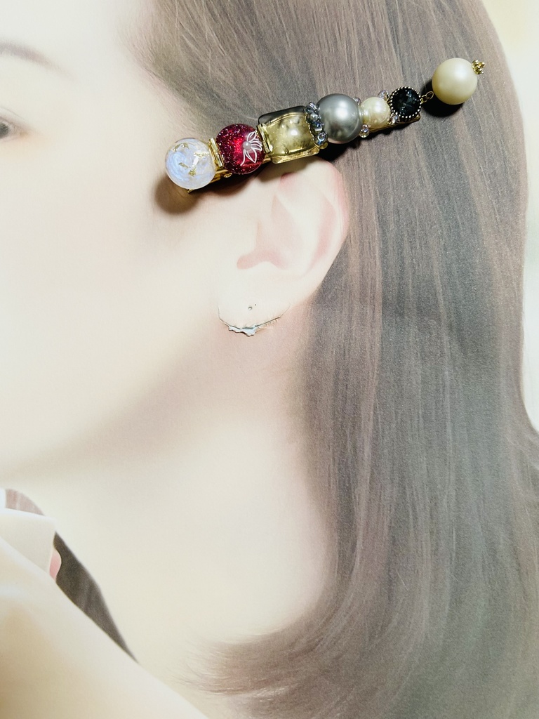 【ヘアクリップ】🔥、🎴、🌊、🦋イメージカラー ゴールド