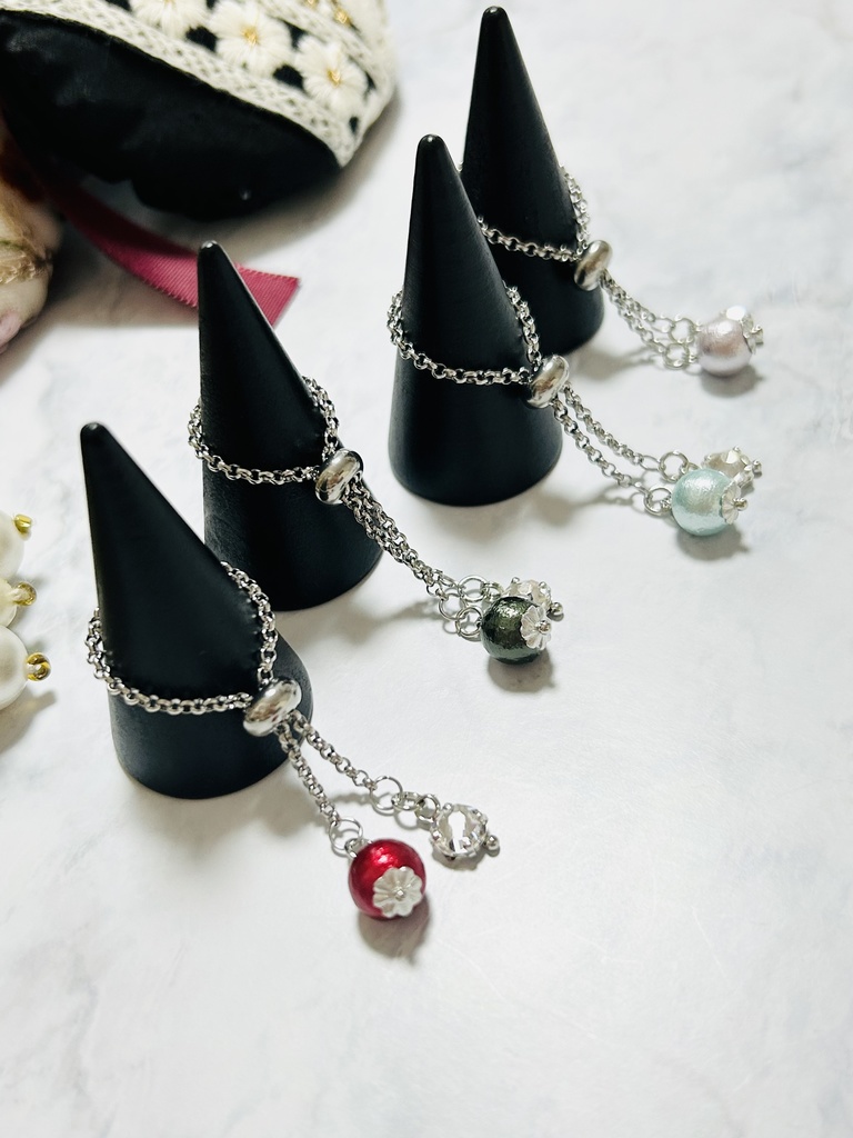 【スライダー式リング】🔥、🎴、🌊、🦋イメージカラー シルバー