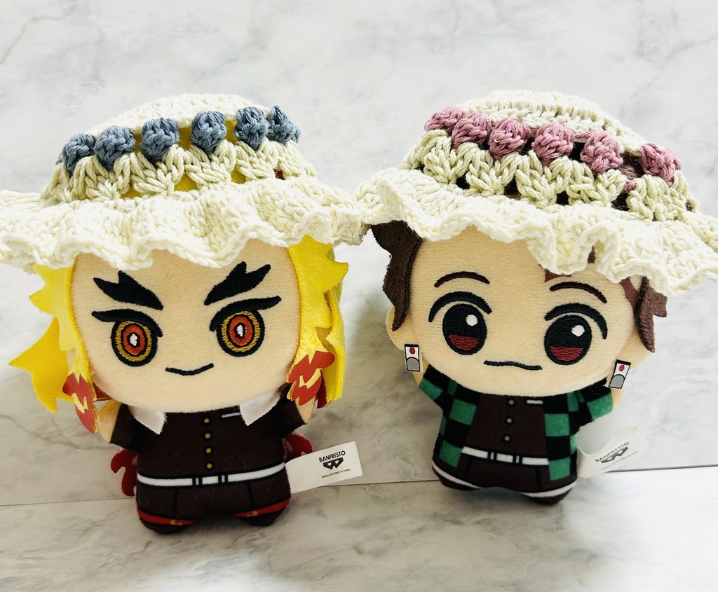 【フラワー帽子】ピンク、ブルー
