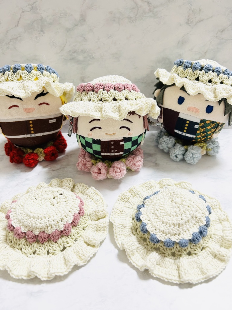 【フラワー帽子】ピンク、ブルー