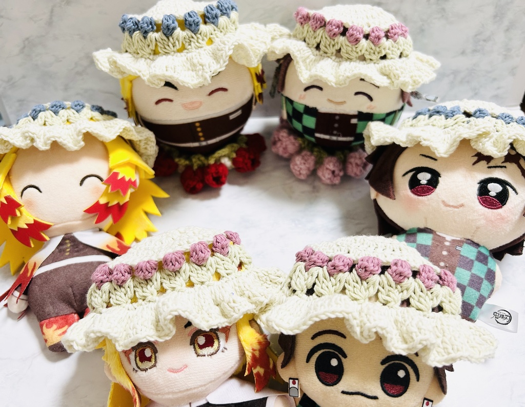 【フラワー帽子】ピンク、ブルー