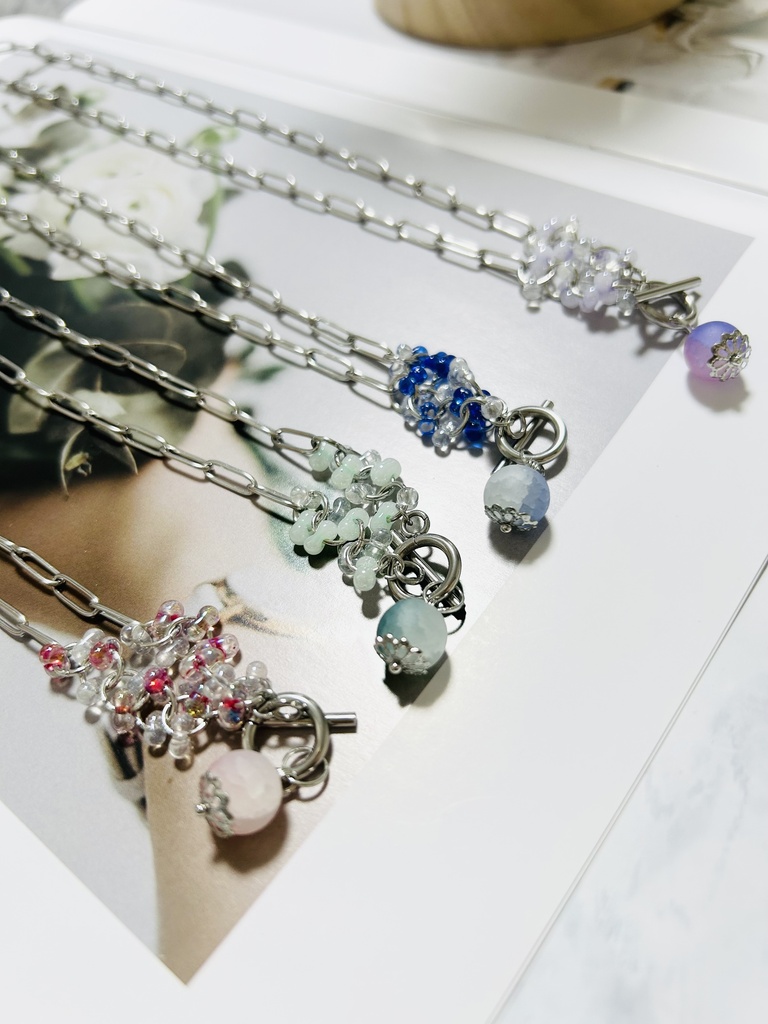 【マンテル式ネックレス】🔥、🎴、🌊、🦋イメージカラー シルバー