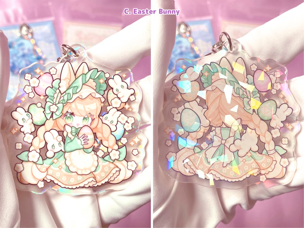 きらきら両面アクリルキーホルダー(オーロラ・ホログラム/全3種)