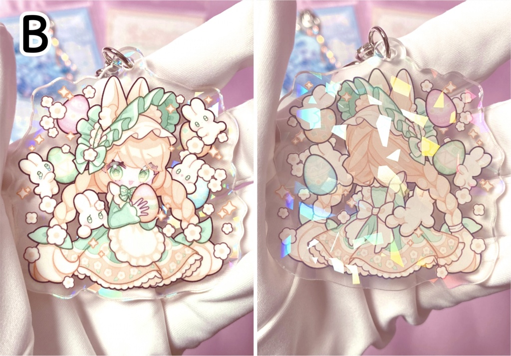 きらきら両面アクリルキーホルダー(オーロラ・ホログラム/全4種)