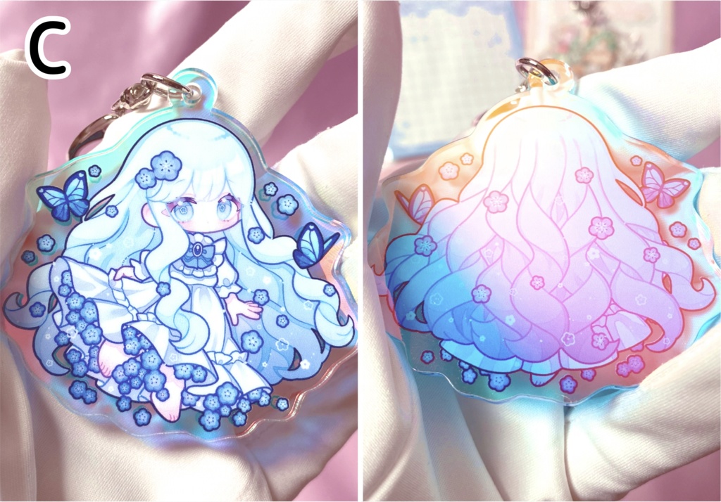 きらきら両面アクリルキーホルダー(オーロラ・ホログラム/全4種)