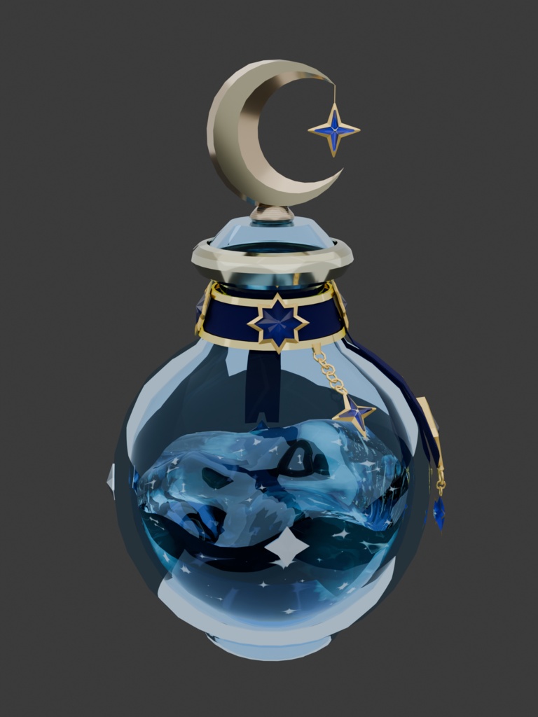月光の薬瓶|Blender用3Dモデル【無料配布】