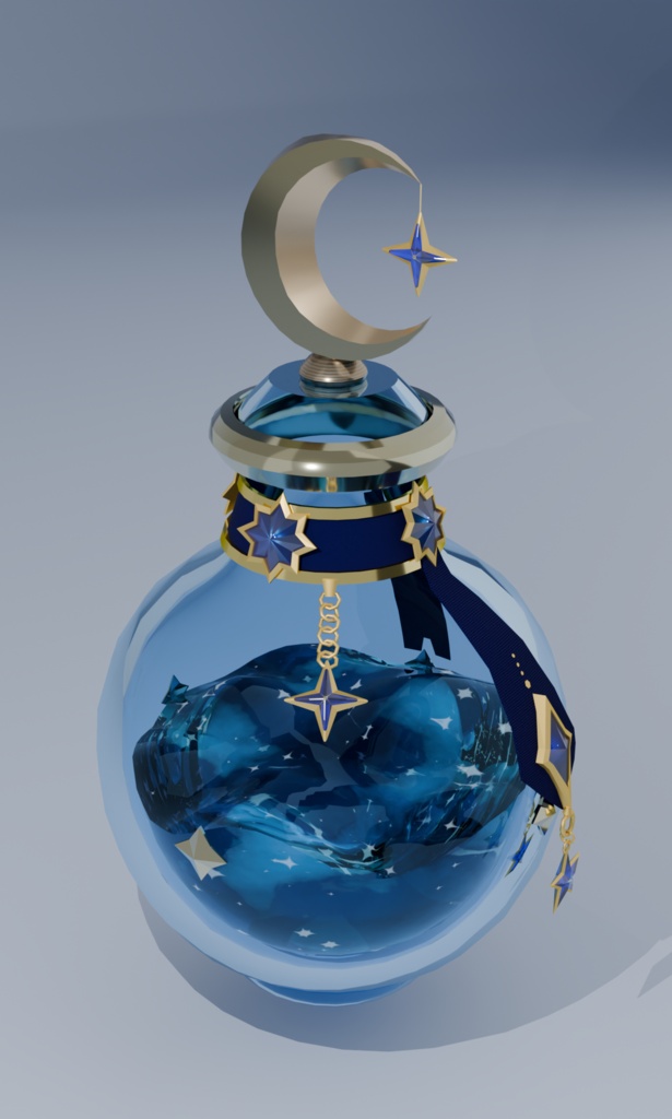 月光の薬瓶｜Blender用3Dモデル【無料配布】