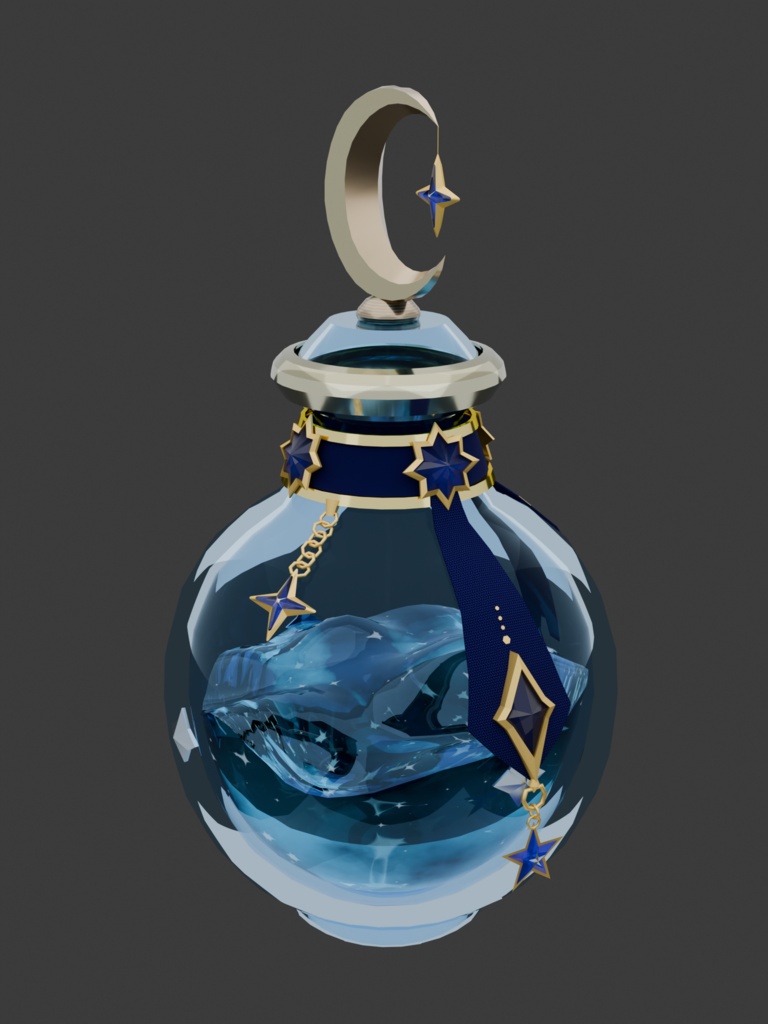 月光の薬瓶|Blender用3Dモデル【無料配布】
