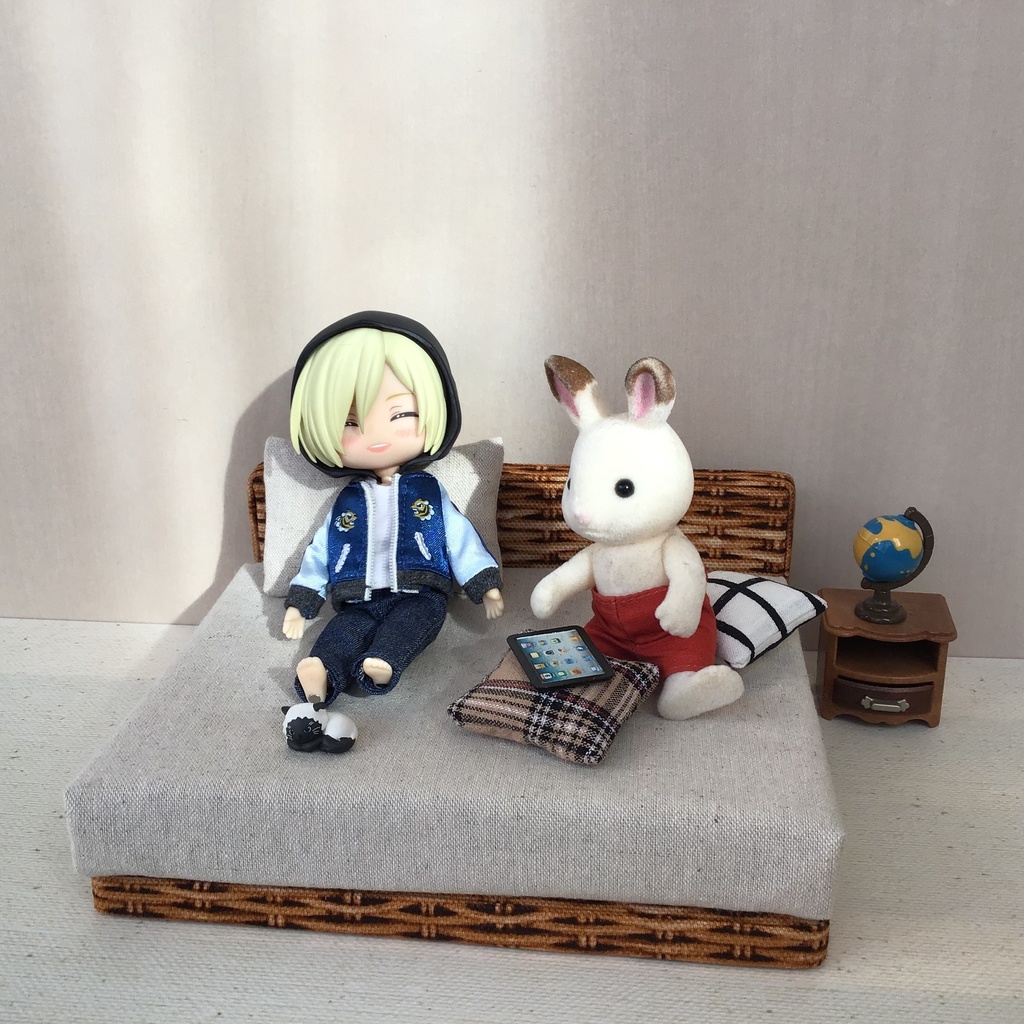 ドール用 ソファベッド 1/12 ダブルサイズ ミニチュア家具