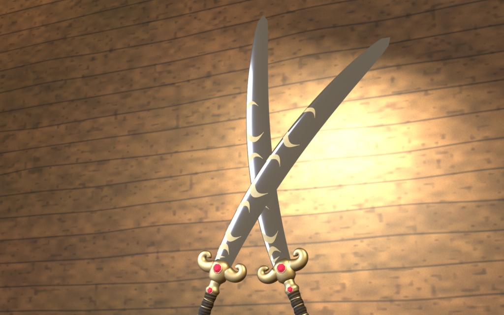【3Dモデル】東洋風 双剣 -反り刀一対- VRChat想定 小物/武器