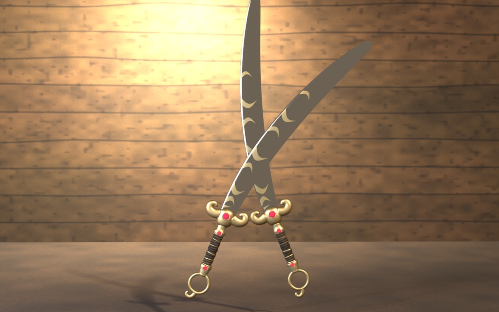【3Dモデル】東洋風 双剣 -反り刀一対- VRChat想定 小物/武器