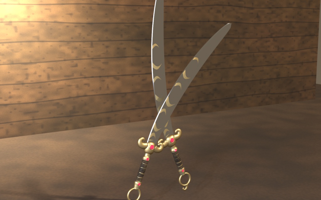 【3Dモデル】東洋風 双剣 -反り刀一対- VRChat想定 小物/武器