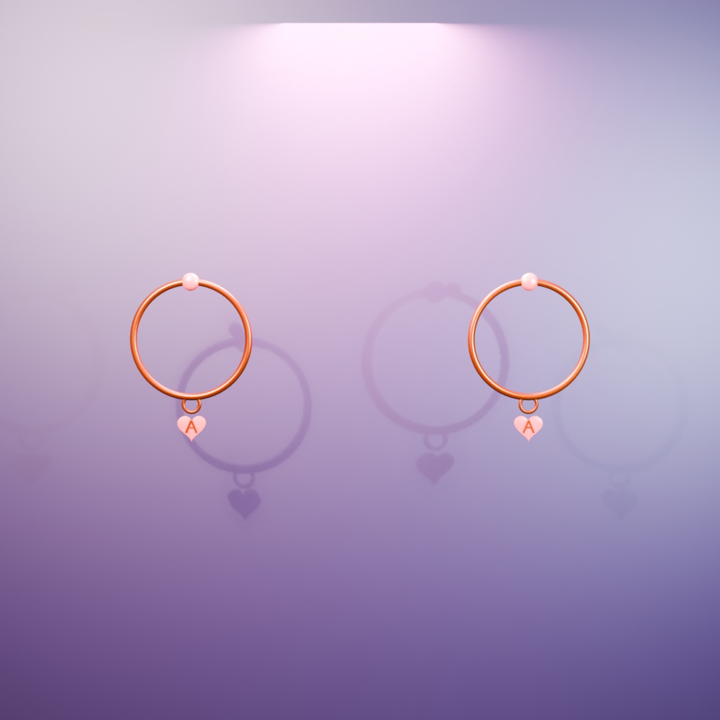 Aina Heart Hoop Earrings|桔梗対応・PhysBone設定済み3Dピアス