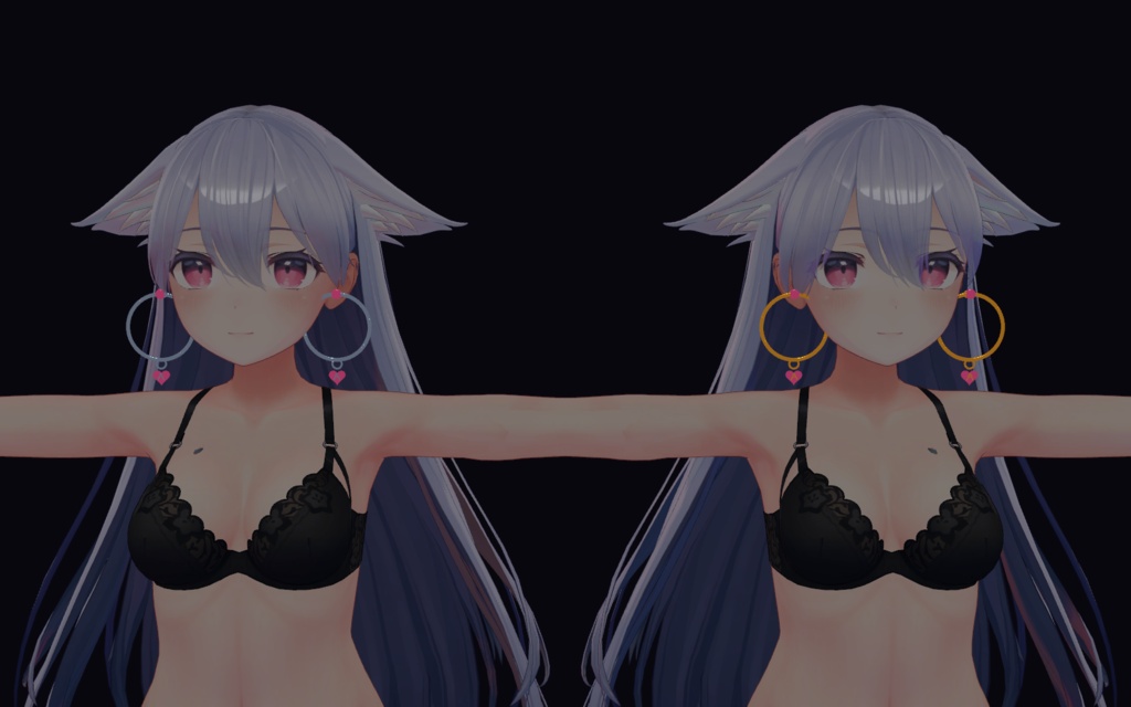 Aina Heart Hoop Earrings|桔梗対応・PhysBone設定済み3Dピアス