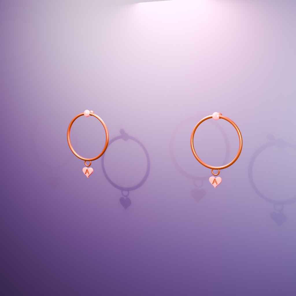 Aina Heart Hoop Earrings|桔梗対応・PhysBone設定済み3Dピアス