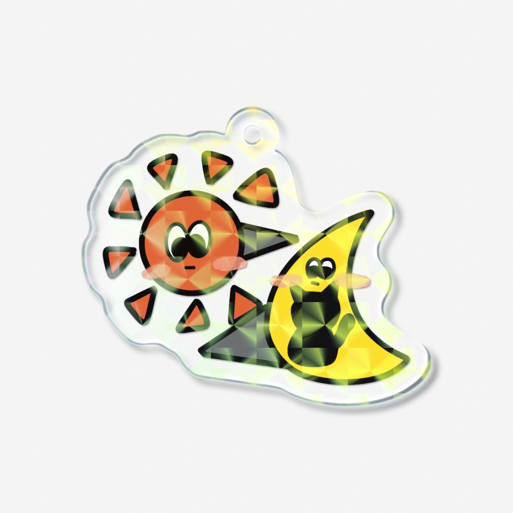 太陽と月猫 ホログラムキーホルダー