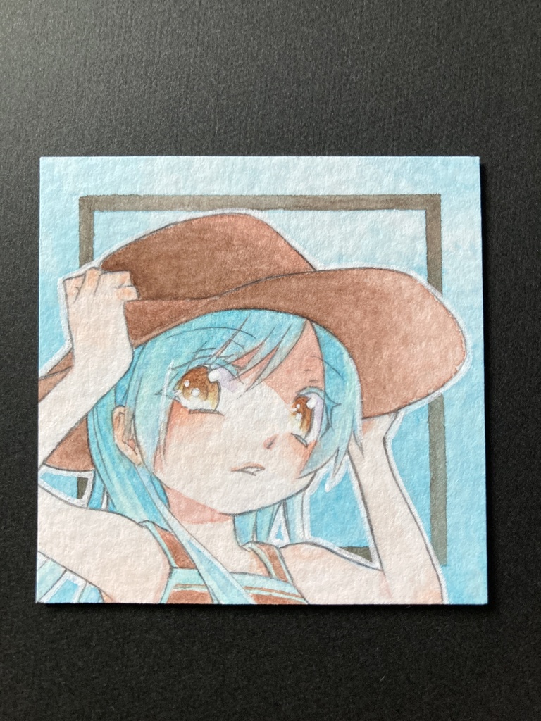 【5.5cm角】カラーイラスト 原画 【チョコミント】