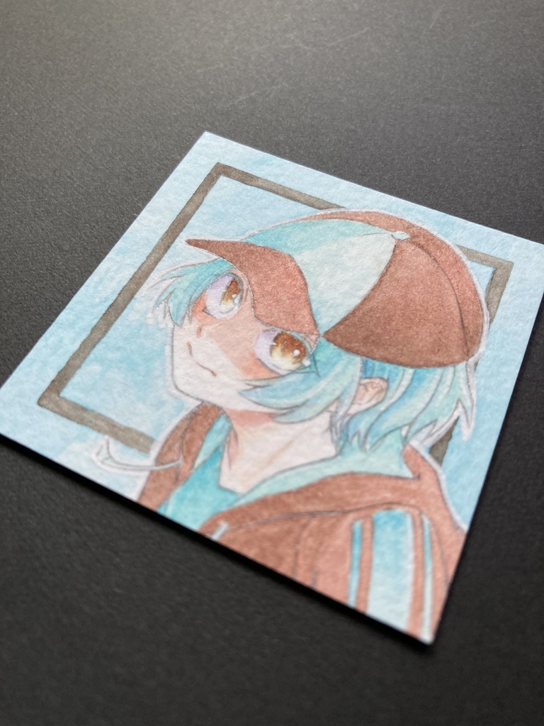 【5.5cm角】カラーイラスト 原画 【チョコミント】