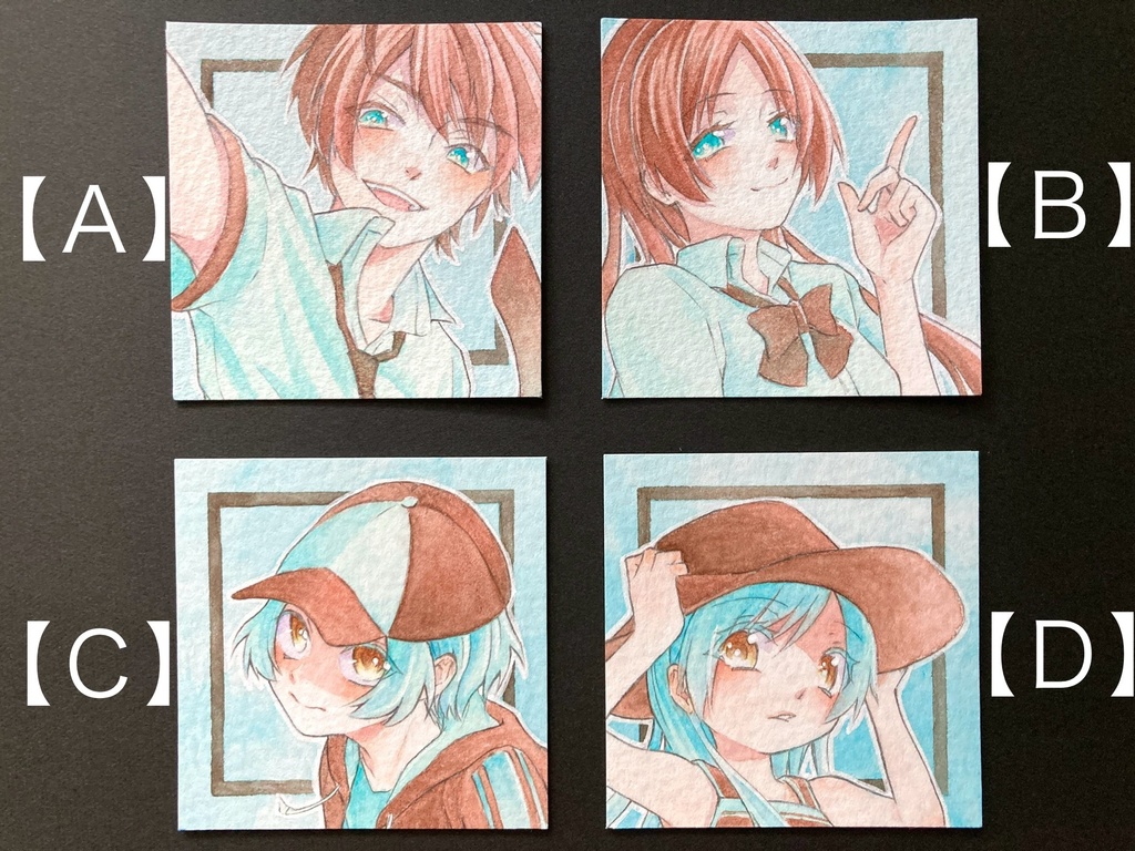 【5.5cm角】カラーイラスト 原画 【チョコミント】