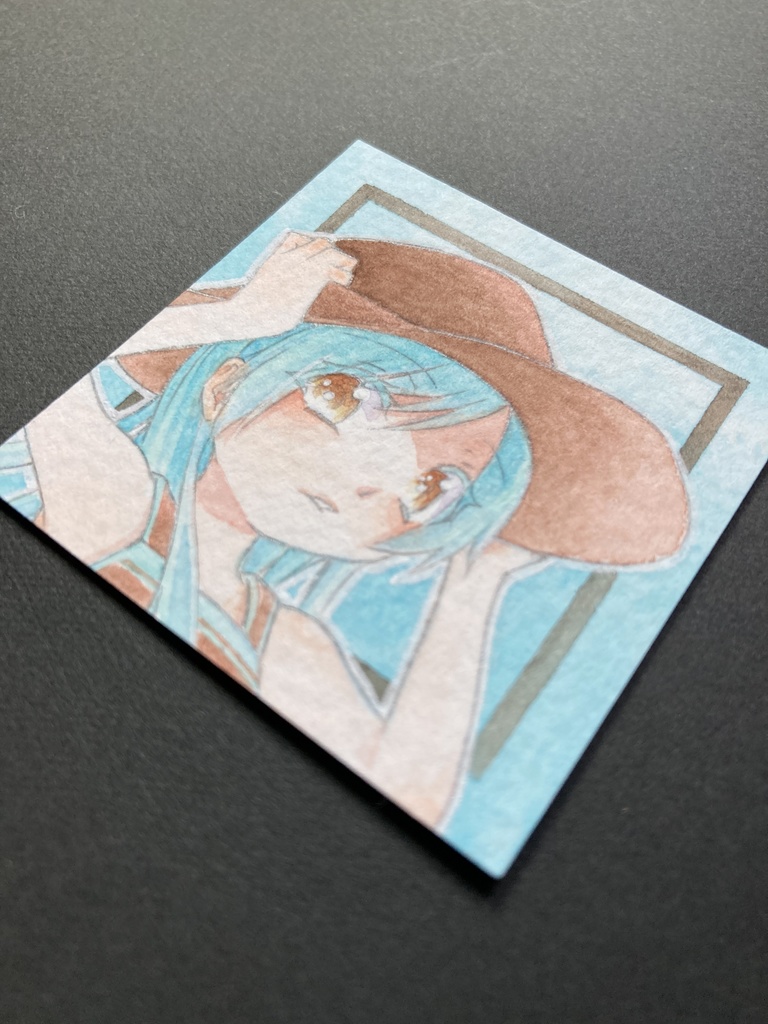 【5.5cm角】カラーイラスト 原画 【チョコミント】