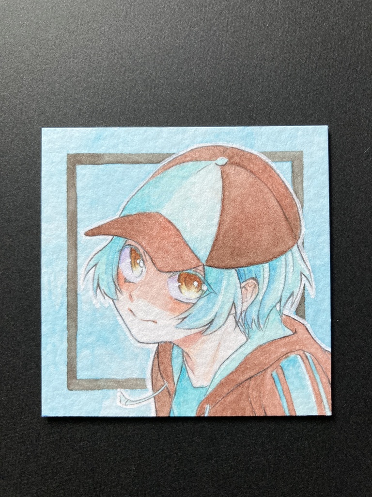 【5.5cm角】カラーイラスト 原画 【チョコミント】