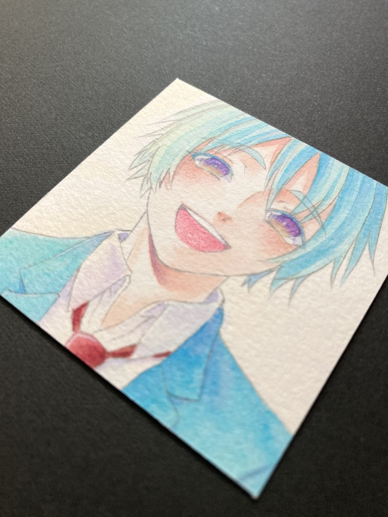 【5.5cm角】カラーイラスト 原画 【カラーインク】