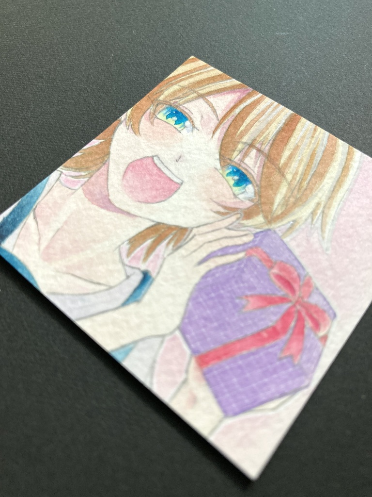 【5.5cm角】カラーイラスト 原画 【カラーインク】