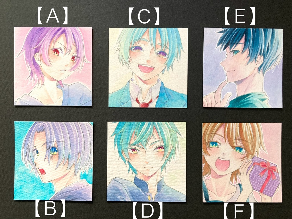 【5.5cm角】カラーイラスト 原画 【カラーインク】