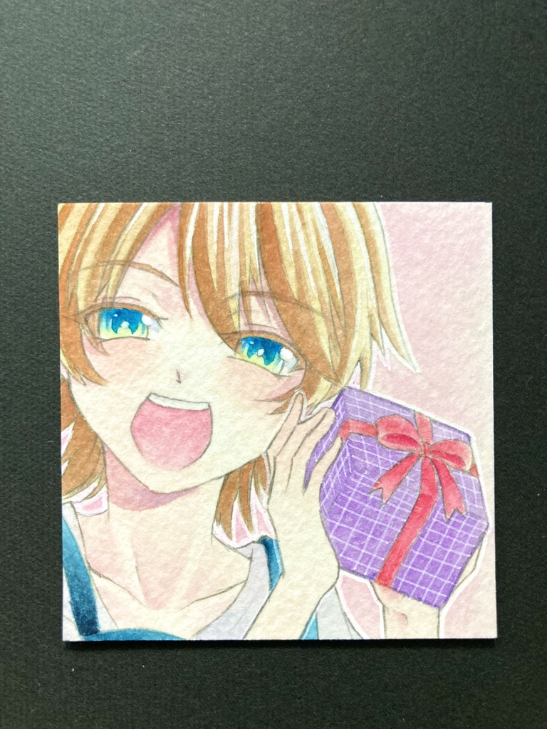 【5.5cm角】カラーイラスト 原画 【カラーインク】