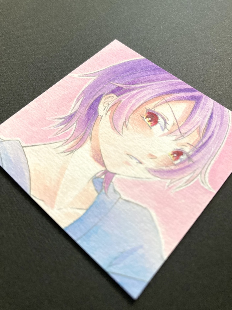 【5.5cm角】カラーイラスト 原画 【カラーインク】