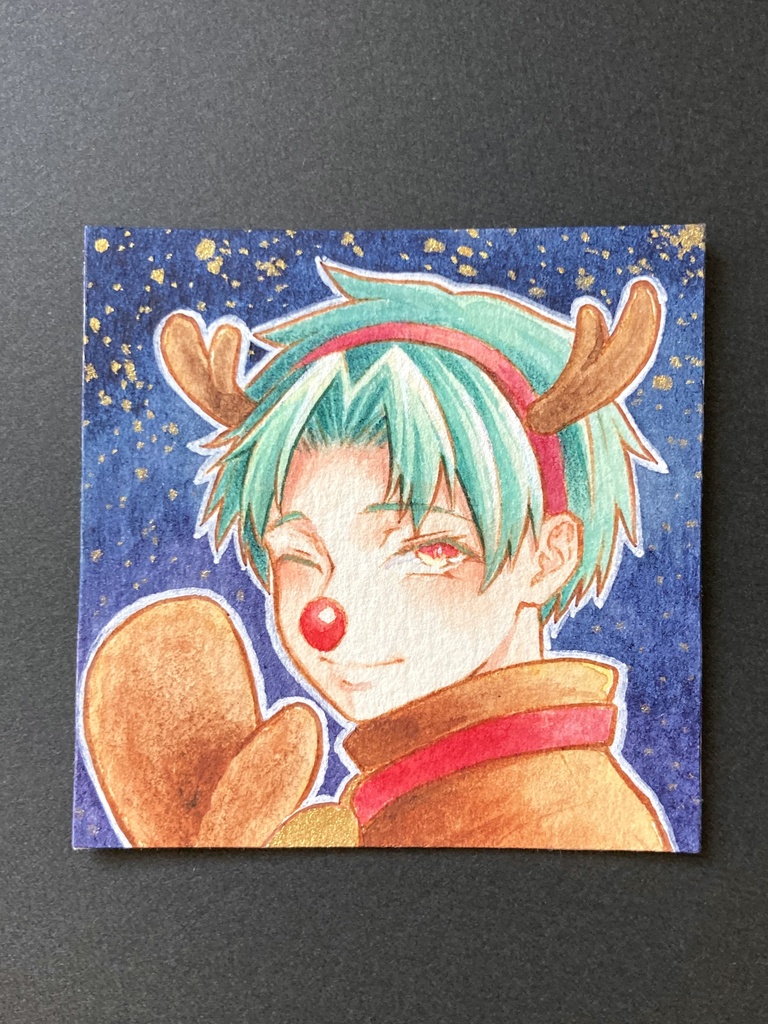 【5.5cm角】 カラーイラスト 原画 【クリスマス】