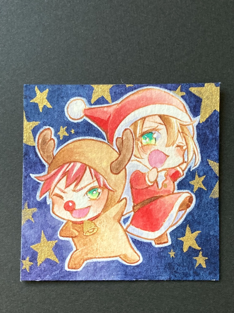 【5.5cm角】 カラーイラスト 原画 【クリスマス】