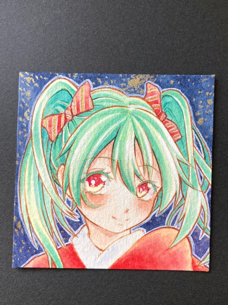 【5.5cm角】 カラーイラスト 原画 【クリスマス】