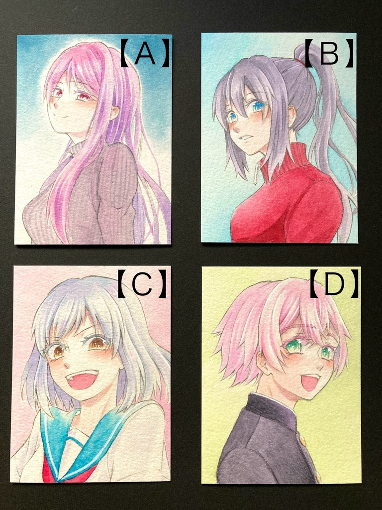 【7.5×5.5cm】 カラーイラスト 原画【カラーインク】