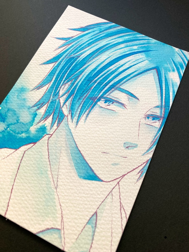 【ポストカード】単色ドローイング 原画 【カラーインク 青】