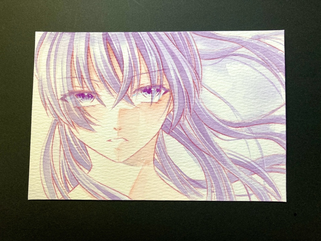 【ポストカード】単色風ドローイング 原画 【水彩 紫・紺】