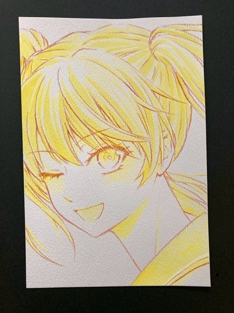 【ポストカード】単色ドローイング 原画 【まっち水彩 黄】