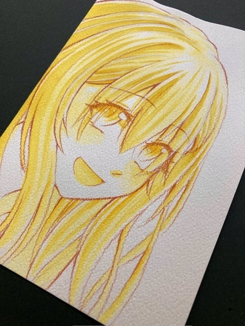 【ポストカード】単色ドローイング 原画 【まっち水彩 黄】