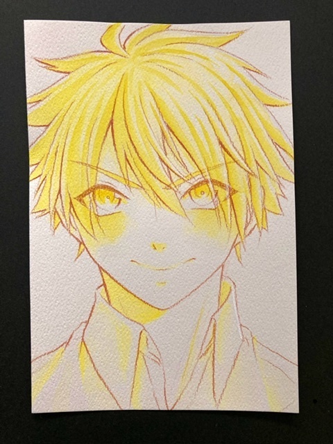 【ポストカード】単色ドローイング 原画 【まっち水彩 黄】