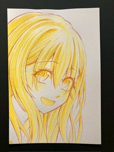 【ポストカード】単色ドローイング 原画 【まっち水彩 黄】