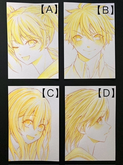 【ポストカード】単色ドローイング 原画 【まっち水彩　黄】