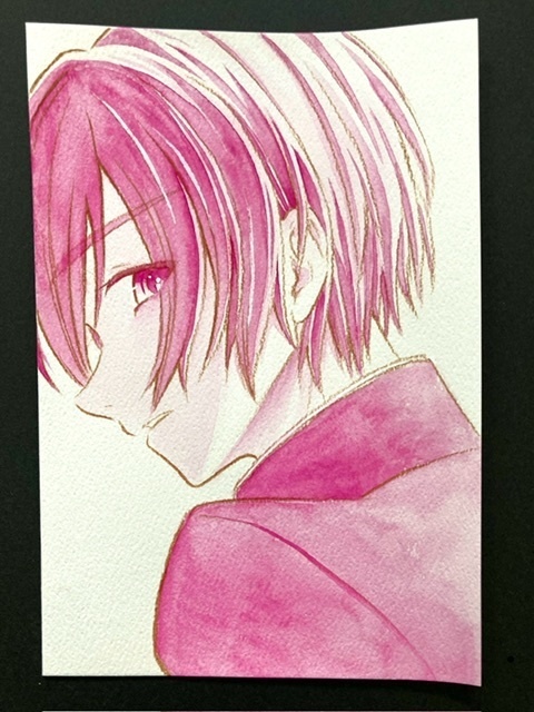 【ポストカード】単色ドローイング 原画 【まっち水彩 赤】